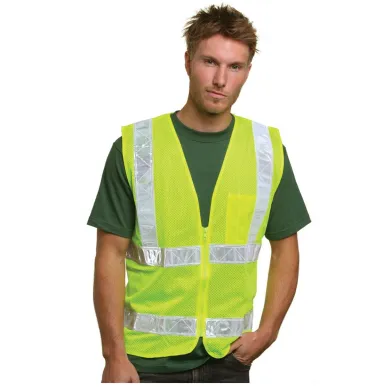 BA3785 Bayside Mesh Safety Vest - Lime in Lime green front view