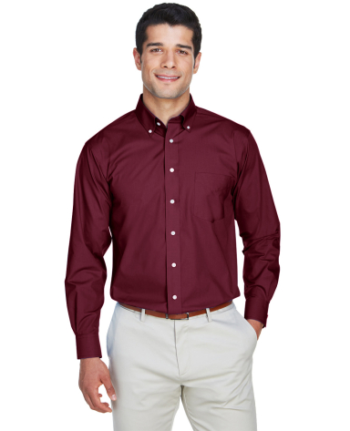 D620 Devon & Jones Men's Crown Collection Solid Br in Burgundy front view