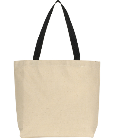 220 Gemline Colored Handle Tote in Natural/ black front view