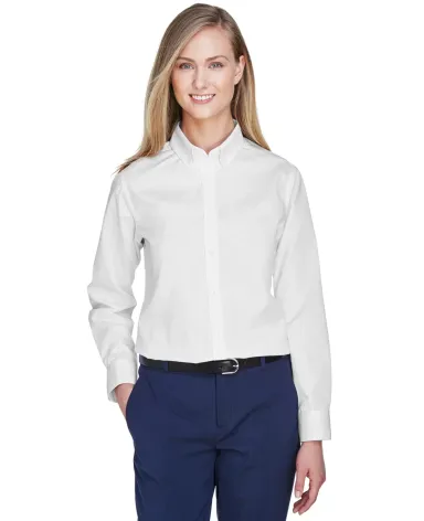 78193 Core 365 Ladies' Operate Long-Sleeve Twill S WHITE front view