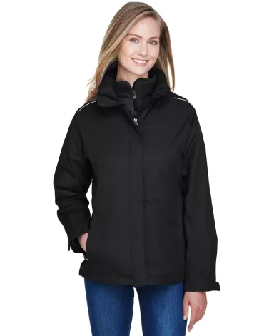 78205 Core 365 Ladies' Region 3-in-1 Jacket with F BLACK front view