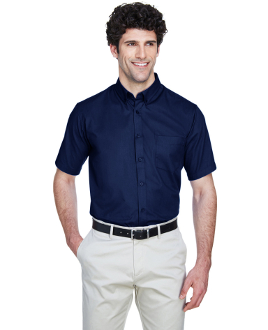 88194 Core 365 Men's Optimum Short-Sleeve Twill Sh in Classic navy front view