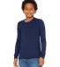 BELLA+CANVAS 3501Y Youth Long-Sleeve T-Shirt in Navy triblend front view