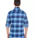 Burnside B8210 Yarn-Dyed Long Sleeve Flannel in Blue/ white back view