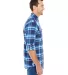 Burnside B8210 Yarn-Dyed Long Sleeve Flannel in Blue/ white side view