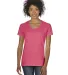 5V00L Gildan Heavy Cotton™ Ladies' V-Neck T-Shir in Coral silk front view