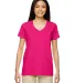 5V00L Gildan Heavy Cotton™ Ladies' V-Neck T-Shir in Heliconia front view