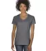 5V00L Gildan Heavy Cotton™ Ladies' V-Neck T-Shir in Charcoal front view