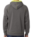 8883 J. America - Shadow Fleece Hooded Pullover Sw in Dk grey/ neon yl back view