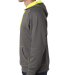 8883 J. America - Shadow Fleece Hooded Pullover Sw in Dk grey/ neon yl side view