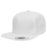 6007 Yupoong Five-Panel Flat Bill Cap WHITE front view