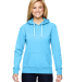  8860 J. America Women's Glitter French Terry Hood in Maui blue front view