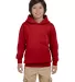 P470 Hanes Youth EcoSmart Pullover Hooded Sweatshi in Deep red front view