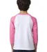 Next Level 3352 Youth CVC Baseball Raglan in Hot pink/ white back view