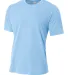 N3264 A4 Drop Ship Men's Shorts Sleeve Spun Poly T in Light blue front view
