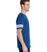 LAT 6937 Adult Fine Jersey Football Tee in Vn royal/ bd wht side view