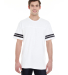 LAT 6937 Adult Fine Jersey Football Tee in White/ black front view