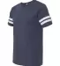 LAT 6937 Adult Fine Jersey Football Tee VN NAVY/ BLD WHT side view