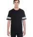 LAT 6937 Adult Fine Jersey Football Tee BLACK/ WHITE front view
