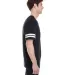 LAT 6937 Adult Fine Jersey Football Tee BLACK/ WHITE side view