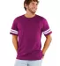 LAT 6937 Adult Fine Jersey Football Tee VN BRGNDY/ BL WH front view