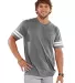 LAT 6937 Adult Fine Jersey Football Tee VN HTHR/ BLD WHT front view