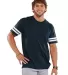 LAT 6937 Adult Fine Jersey Football Tee VN NAVY/ BLD WHT front view