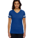 LAT 3537 Women's V-Neck Football Tee in Vn royal/ bd wht front view