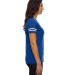 LAT 3537 Women's V-Neck Football Tee in Vn royal/ bd wht side view
