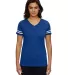 LAT 3537 Women's V-Neck Football Tee VN ROYAL/ BD WHT front view