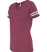 LAT 3537 Women's V-Neck Football Tee VN BRGNDY/ BL WH side view