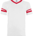 Augusta Sportswear 361 Youth V-Neck Football Tee in White/ red front view