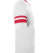 Augusta Sportswear 361 Youth V-Neck Football Tee in White/ red side view