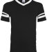 Augusta Sportswear 361 Youth V-Neck Football Tee in Black/ white front view