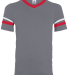 Augusta Sportswear 361 Youth V-Neck Football Tee in Grphite/ red/ wh front view