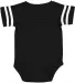 Rabbit Skins 4437 Infant Football Onesie in Black/ white back view