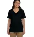 5780 Hanes® Ladies Heavyweight V-neck T-shirt - 5 in Black front view
