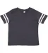 3037 Rabbit Skins Toddler Fine Jersey Football Tee in Vh navy/ bd wht front view