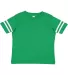 3037 Rabbit Skins Toddler Fine Jersey Football Tee in Vn green/ bd wht front view