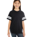 6137 LAT Jersey Youth Football Tee in Black/ white front view