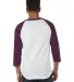 T137 Champion Logo Raglan Baseball Tee in White/ maroon back view