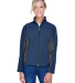 D997W Devon & Jones Ladies' Soft Shell Colorblock  in Navy/ dk chrcoal front view