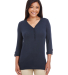 DP186W Devon & Jones Ladies' Perfect Fit™ Y-Plac in Navy front view