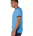 T1396 Champion Logo Cotton Ringer Tee in Light blue/ navy side view