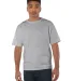 T105 Champion Logo Heritage Jersey T-Shirt in Oxford gray front view
