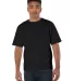 T105 Champion Logo Heritage Jersey T-Shirt in Black front view