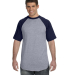 423 Augusta Sportswear Adult Short-Sleeve Baseball in Ath hthr/ navy front view
