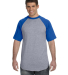 423 Augusta Sportswear Adult Short-Sleeve Baseball in Ath hthr/ royal front view