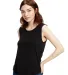 US Blanks US116 Women's Tri-Blend Muscle Tank in Black front view