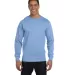 5186 Hanes 6.1 oz. Ringspun Cotton Long-Sleeve Bee in Light blue front view